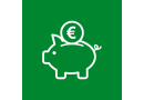 Sparschwein mit einer Euromünze